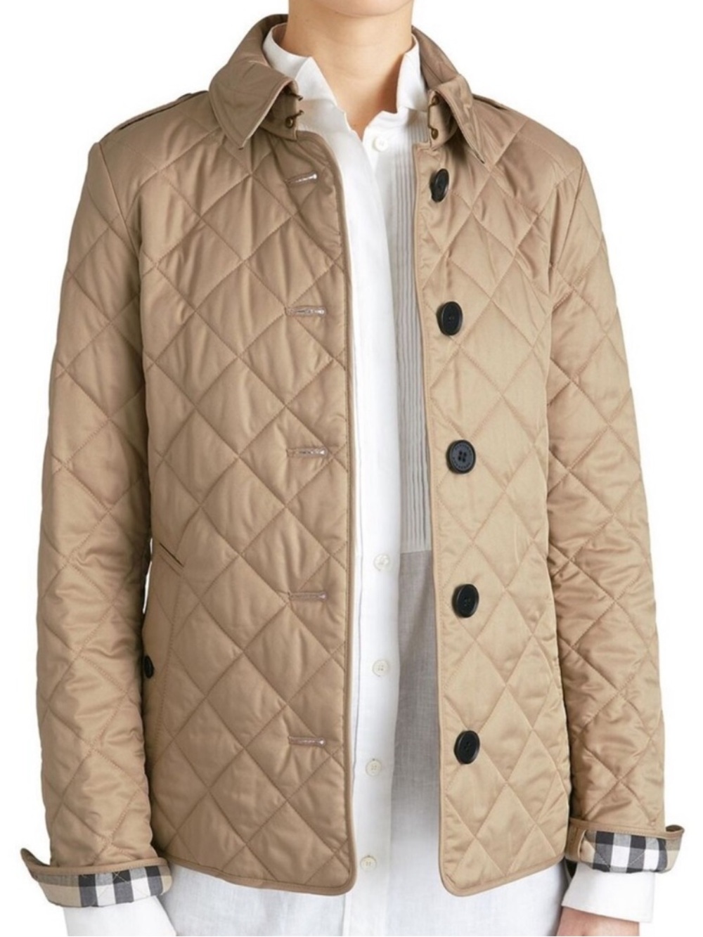 Burberry Brit Quilted Jacket in New Chino - Khaki / Beige Down Jacket